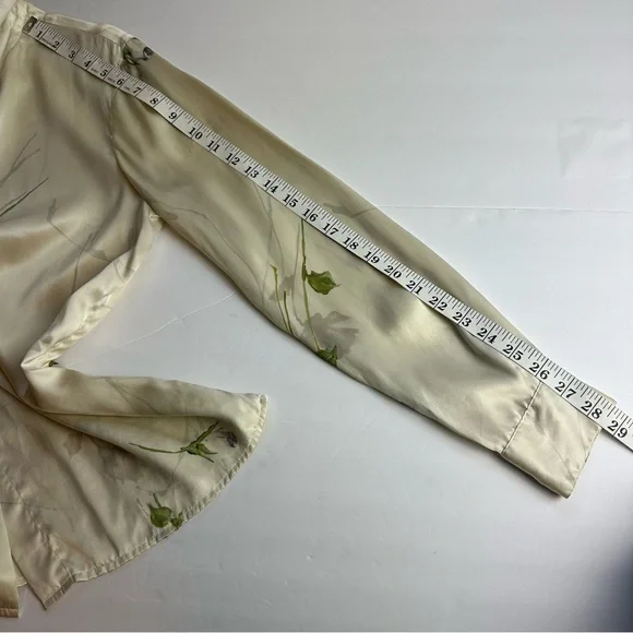 Vintage 100% Silk Blouse Women’s Medium Button Up Shirt Allison Taylor Floral - Picture 5 of 7